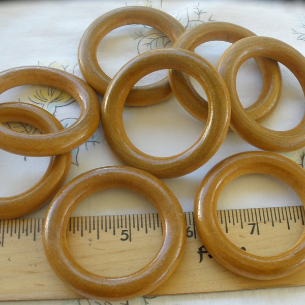 55MM Wood rings Round 38mm 1 1/2" opening 12 pieces light maple color finish purse strap O ring macrame home decor cafe curtain cabone rings