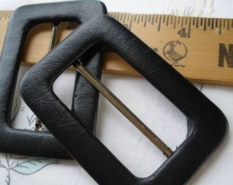 Basic Black buckle Scarf Slide 2" opening 2" x 2 13/16" metal faux leather vinyl covered crafts ribbon slider sewing crafts costume purse