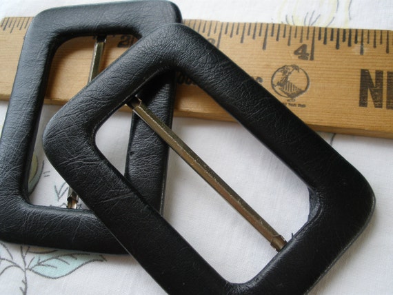 Basic Black buckle Scarf Slide 2" opening 2" x 2 13/16" metal faux leather vinyl covered crafts ribbon slider sewing crafts costume purse