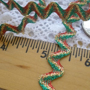 Wrights Christmas metallic ric rack 13MM Gold red green Metallic Rick Rac 1/2&quot; Lurex 6mm 3/16&quot; ribbon crafts clothes all crafts slow stitch