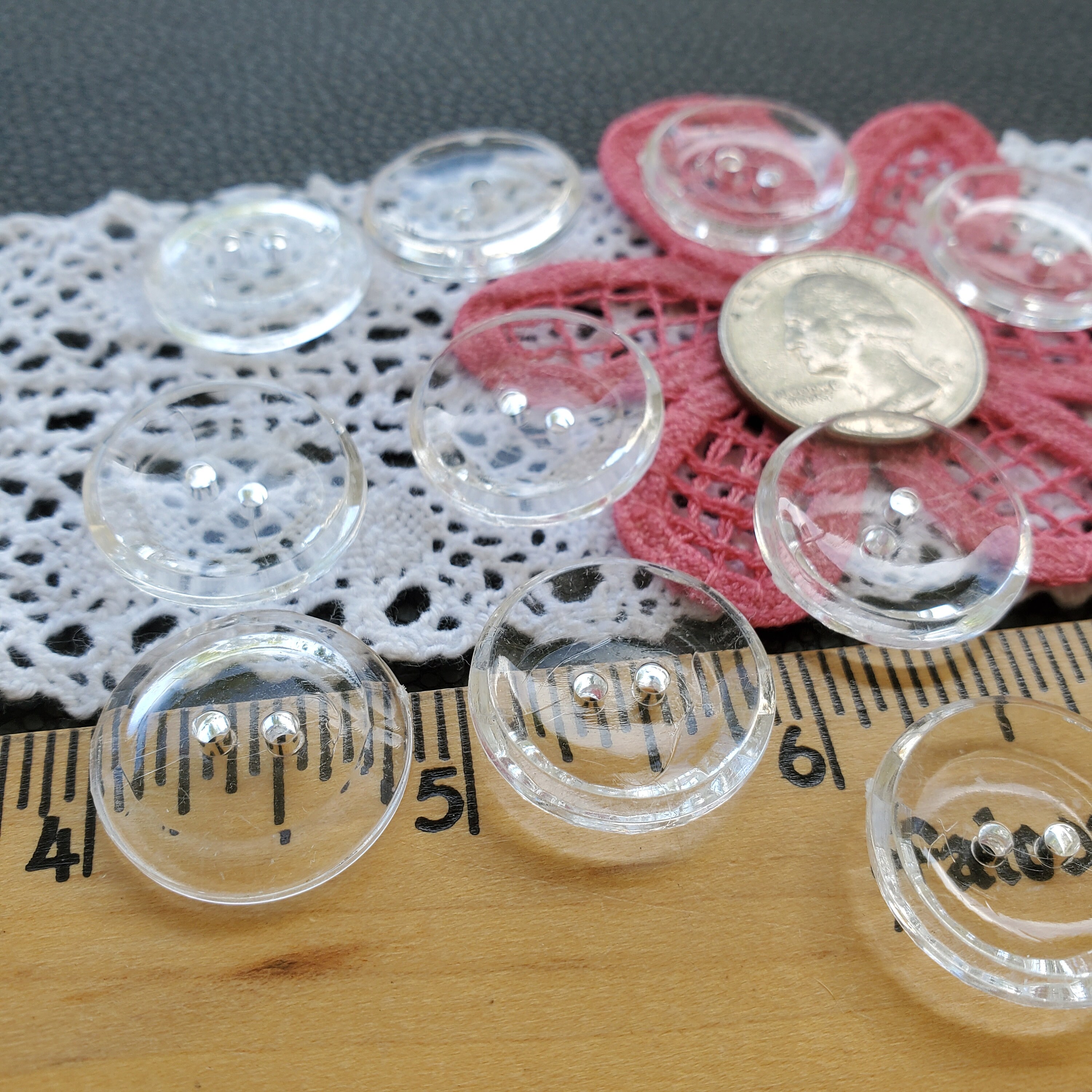 Cool Crystal Clear Vintage Buttons 7/8