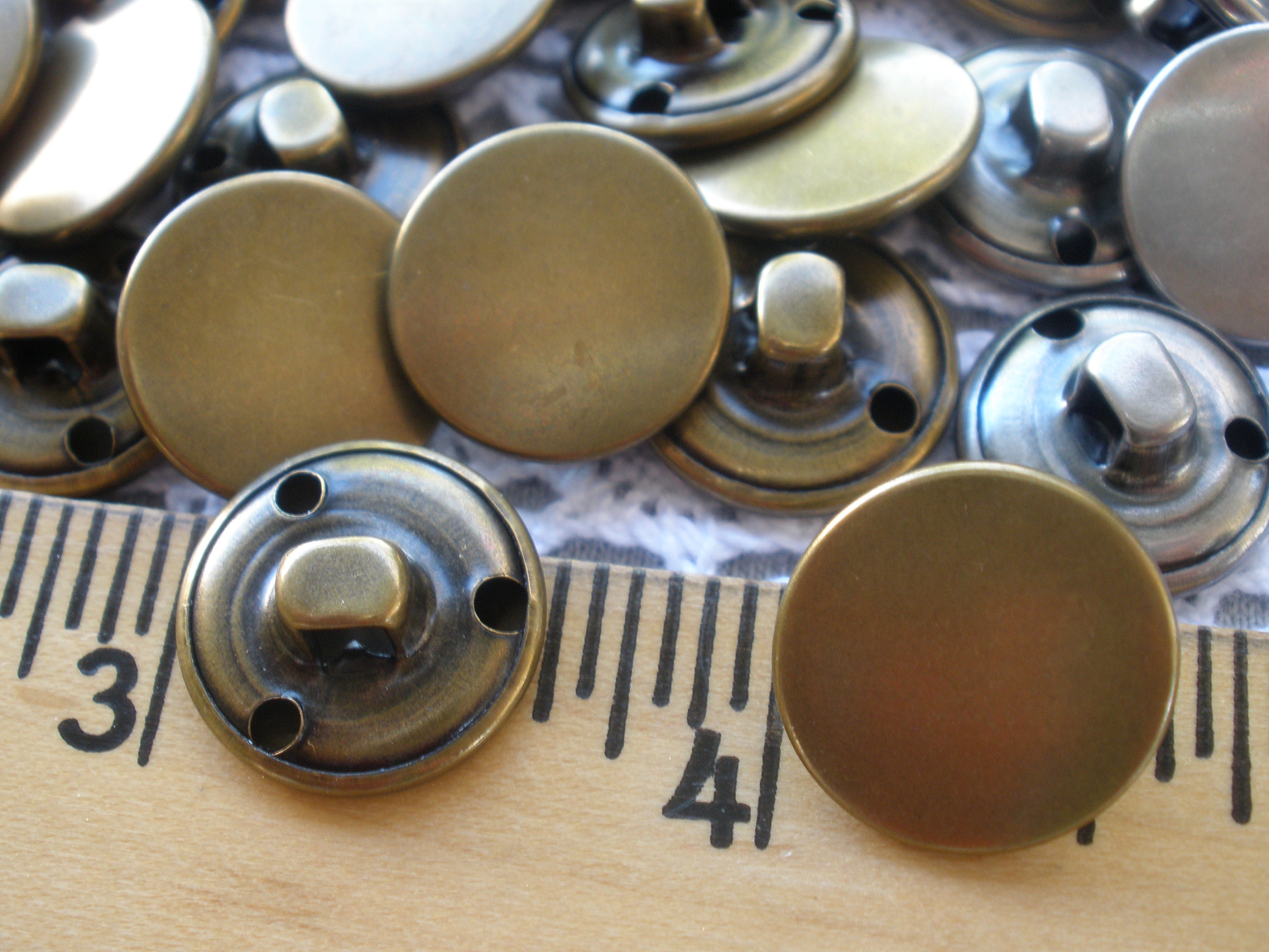 15MM Antique Silver or Bronze Shirt Buttons Flat Front Shank 
