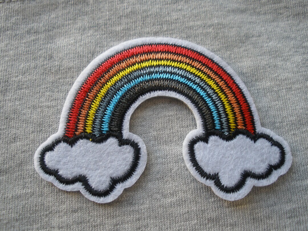 Rainbow Felt Clouds Iron on Patches Embroidered Appliques 3 Etsy