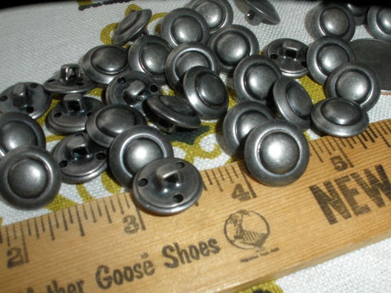 Hollow Ring Dome Shank Buttons 24L Dull Silver Dark Pewter 5 8
