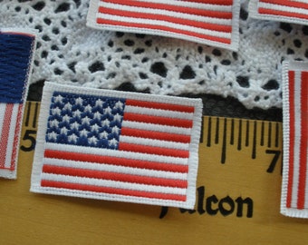 Small embroidered American Flag sew on patches 28MM x 22MM Woven Garment Tabs Sewing Sew in labels red white blue
