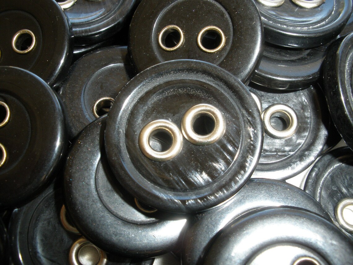 25MM Large Hole Black Buttons Silver grommet 2 hole sewon rim Etsy