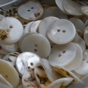 20MM Real Shell Buttons Pearly White to Light Beige Thick Textured 13/ ...