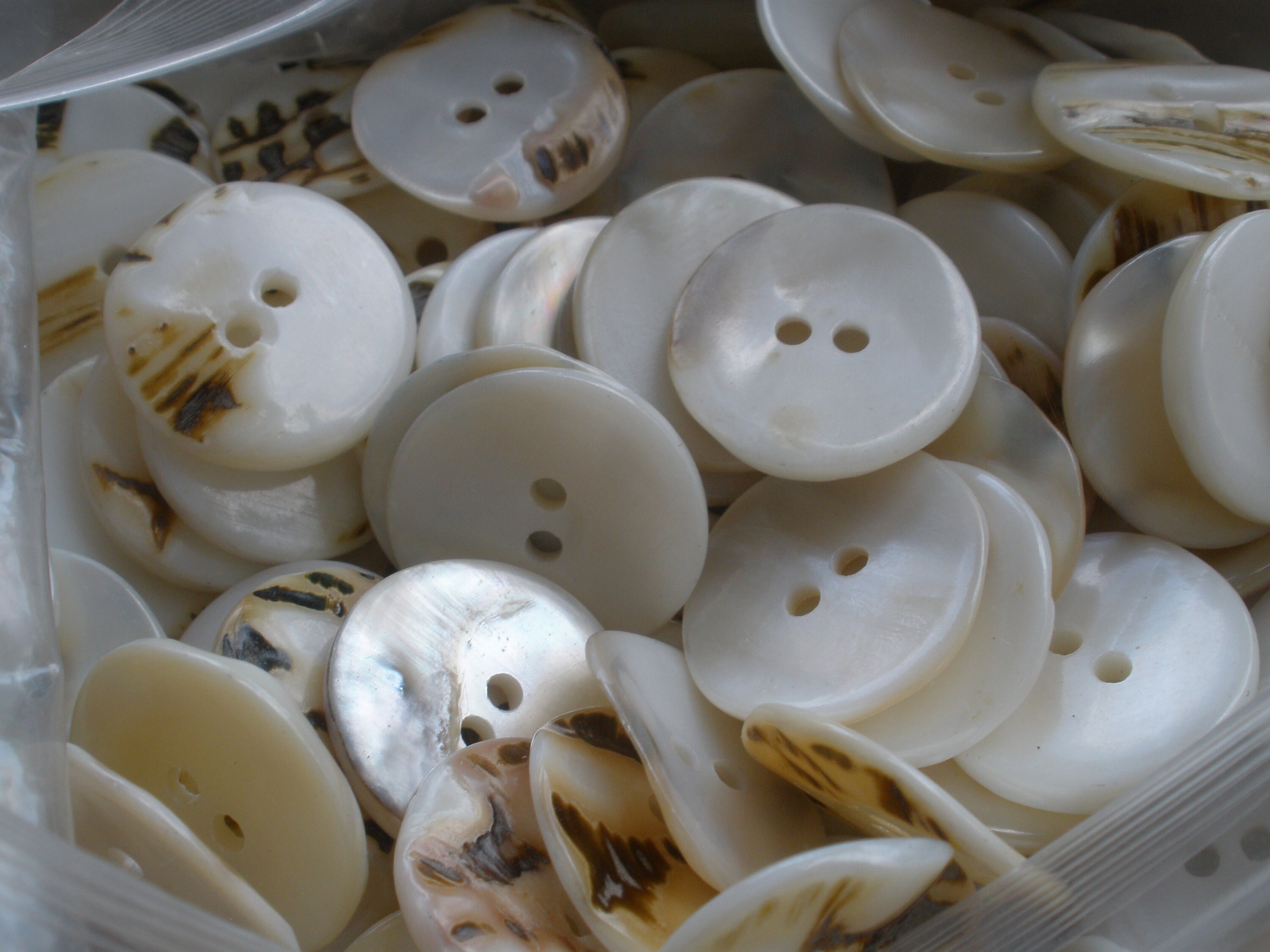 20MM Real Shell Buttons Pearly White to Light Beige Thick Textured 13/ ...