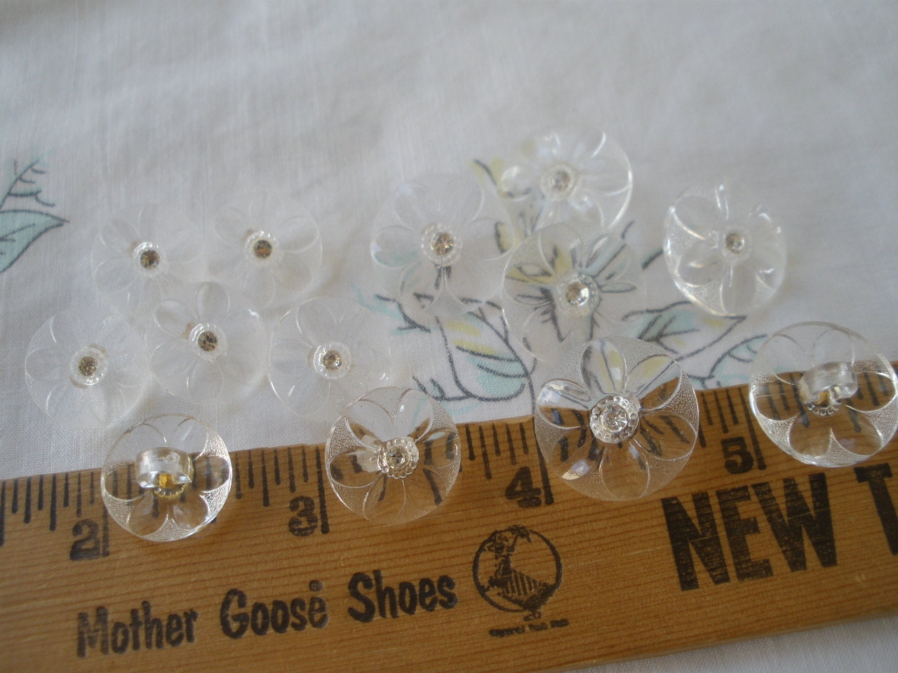 Clear Carved Flower & Rhinestone Shank Buttons Plastic 24L 30L Etsy