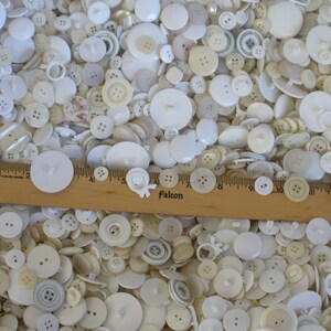 Mixed Bulk Buttons White cream shades sew on shank plastic 3 pounds 2-Hole and 4-Hole crafts clothes button frames 7/16 to 1 3/8 supply image 3