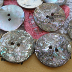25MM Abalone Shell Buttons Natural 1 inch 40L Pearly Rainbow MOP sewing 2 hole sew on large holes thick wavy image 4