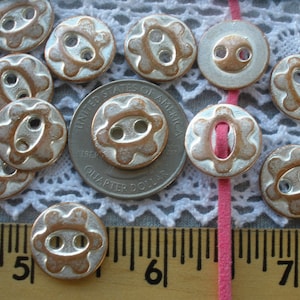 Hammered Copper Color 15MM Flower Metal Buttons 23L Mod sweet whitewash finish retro 3MM holes wrap bracelet clasp 2 hole sew on Steampunk