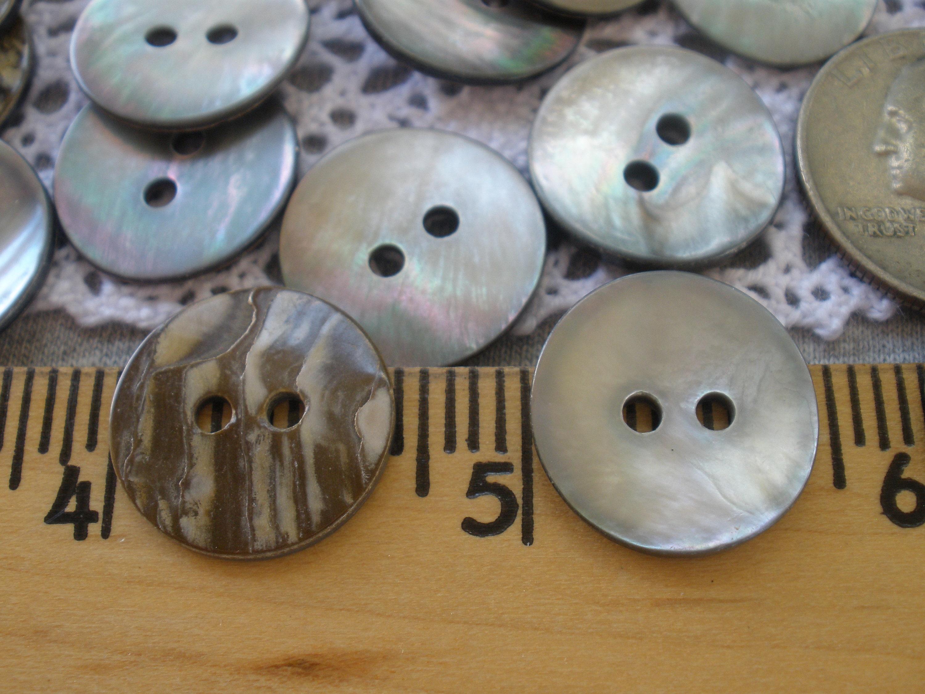 Pearl Smoke Real Shell Buttons MOP Natural 17MM 11/16