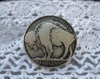 Buffalo Nickel Buttons coin replica metal shank 25MM 1 inch Concho Antique Silver Pewter color 40L figural stamped fashion crafts Steampunk