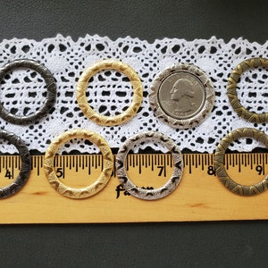 35MM OD / 25MM ID metal flat tapered O rings Tribal pattern Antique Brass Color 1" gold silver gunmetal 4 pcs purse strap embellish macrame