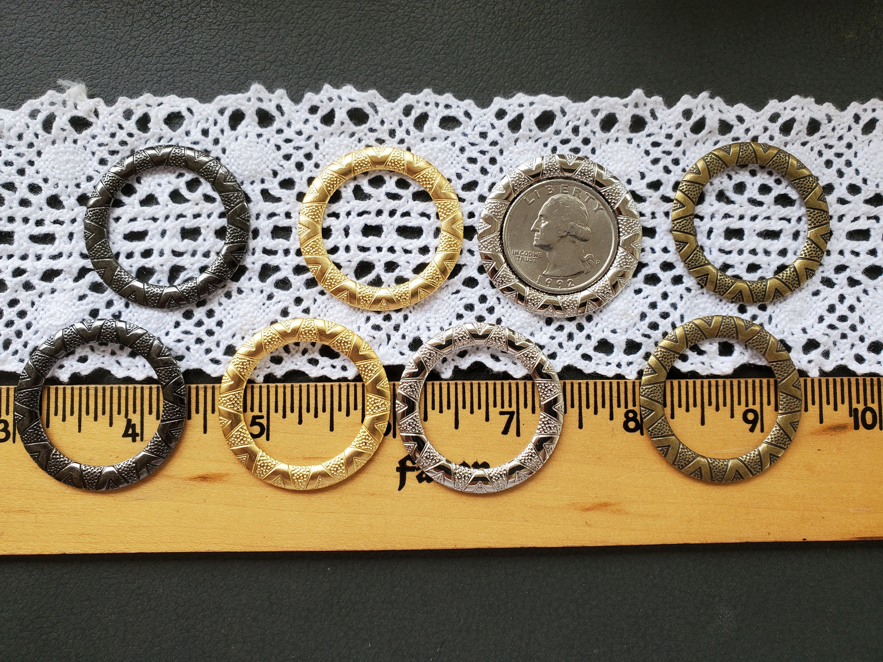 35MM OD / 25MM ID Metal Flat Tapered O Rings Tribal Pattern