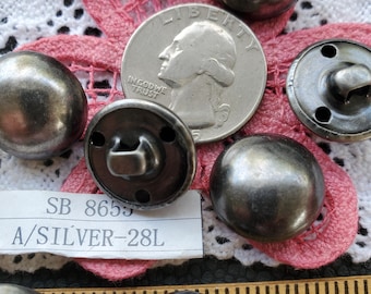 Matte Antique Silver Buttons hollow dome shank size 28L (11/16" 18mm) coat blazer jacket suit sewing craft pewter color industrial steampunk