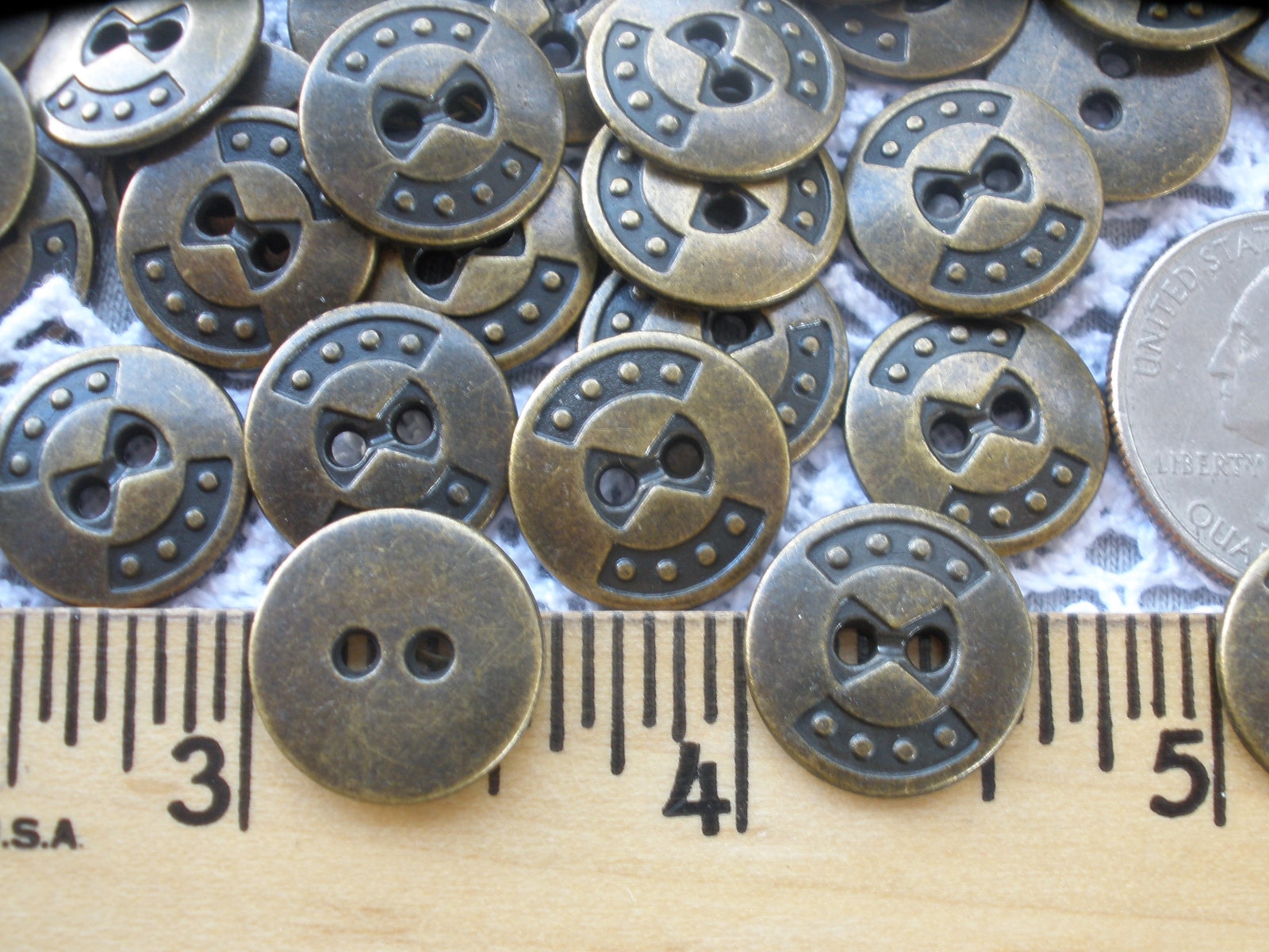 Industrial metal shirt buttons 15MM Bronze bow tie pattern sew Etsy