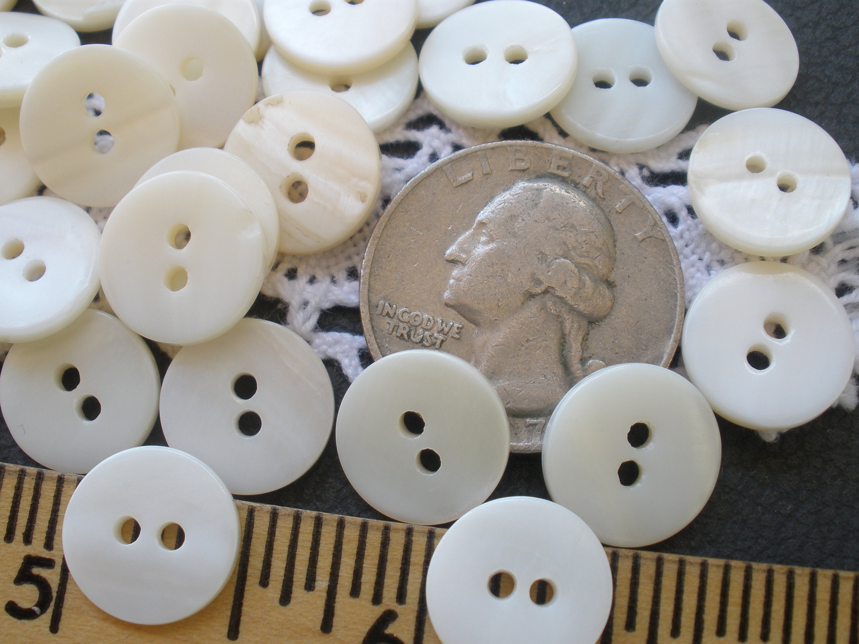 Thick Freshwater Shell MOP Buttons Pearl White 20L 1/2" 13MM 2-hole Sew ...