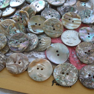 25MM Abalone Shell Buttons Natural 1 inch 40L Pearly Rainbow MOP sewing 2 hole sew on large holes thick wavy image 2