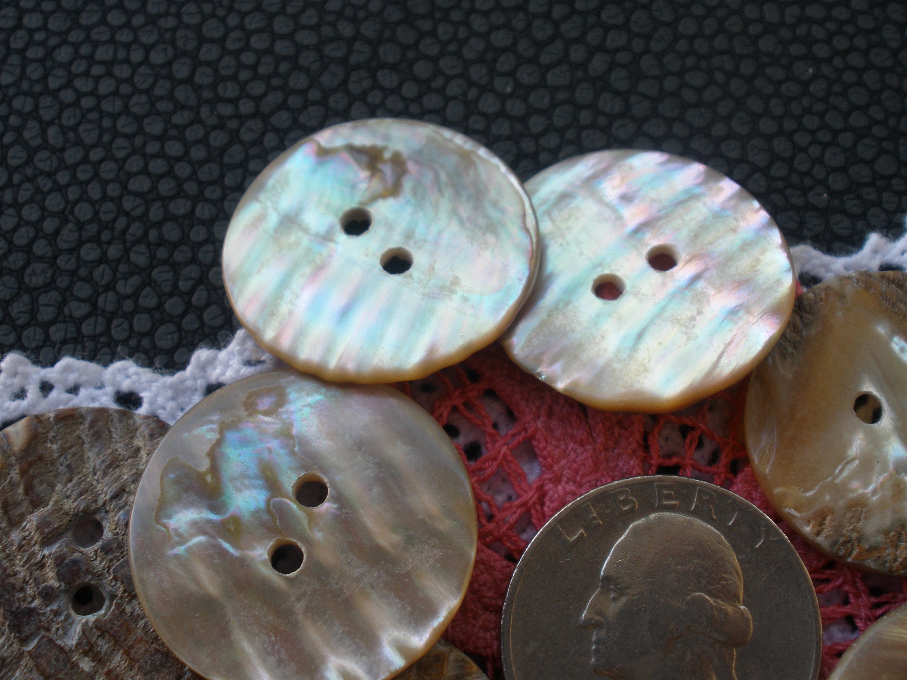 25MM Abalone Shell Buttons Natural 1 Inch 40L Rainbow MOP Sewing 2 Hole ...
