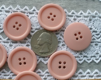 Vintage 1 inch Plastic Matte Pink Buttons 1" (25MM) Size 40L rim 4 hole sew-on sewing crafts flat back