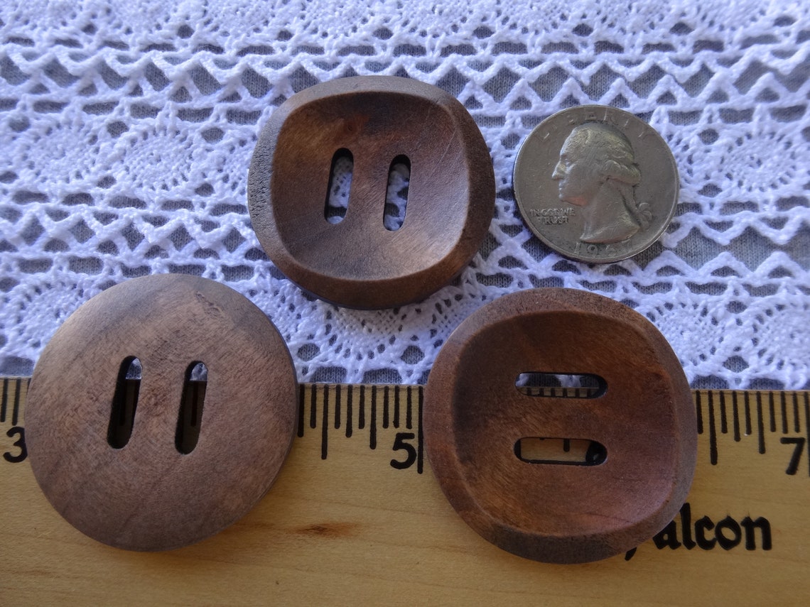 Extra Large Wood Coat Buttons 35mm Sewon Medium Stain Finish Etsy