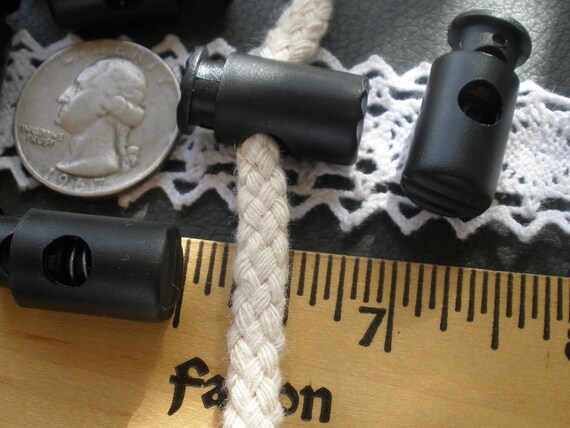 Cord Stops Black Round Cord Locks Barrel Toggles 25MM Hoodie Jacket Garment  Bag Drawstring Stop Lock 12 Pieces 5mm Hole 