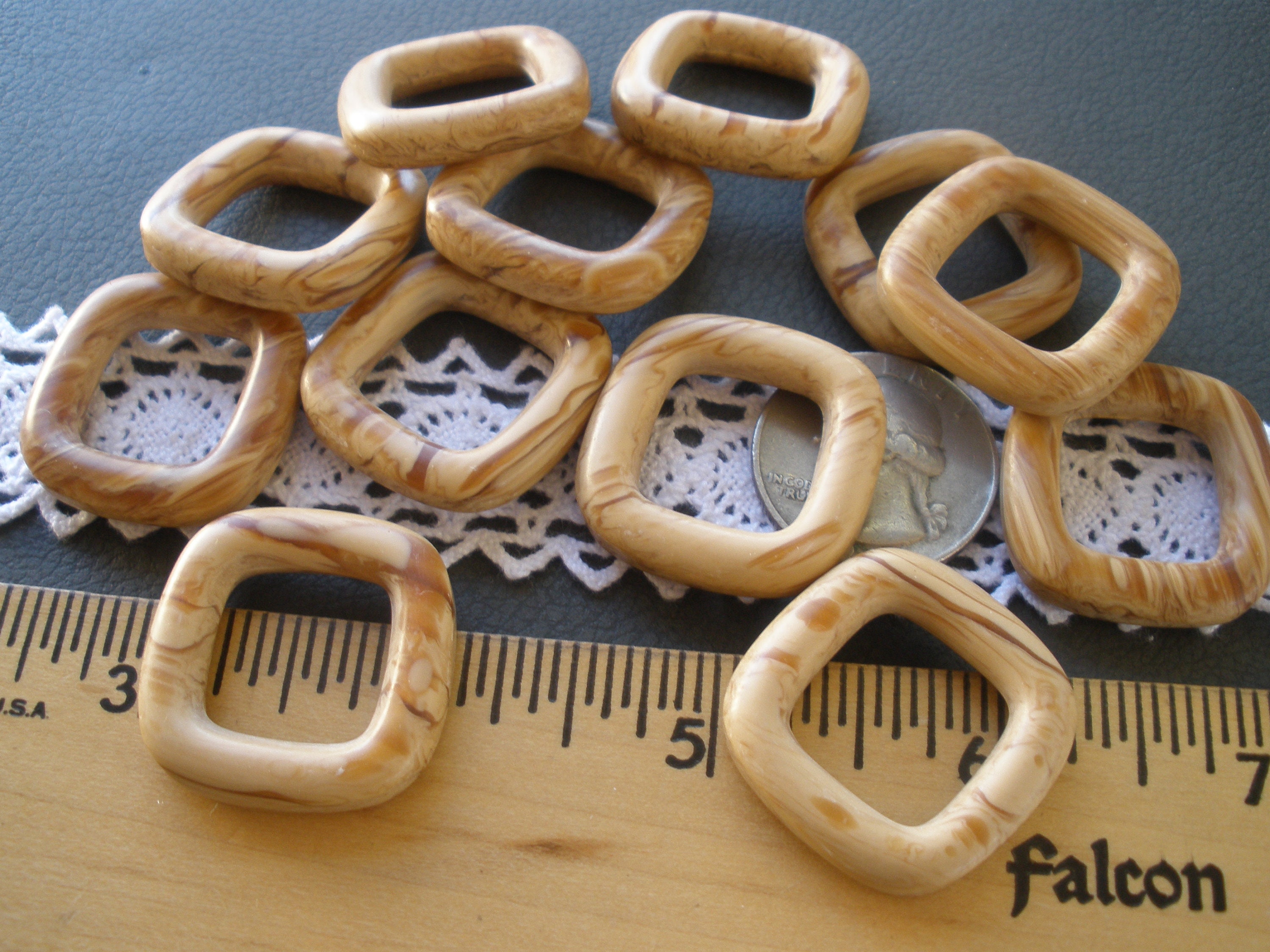 Faux Wood Square Plastic Macrame Rings 20mm ID / 30mm OD O-rings 12 ...