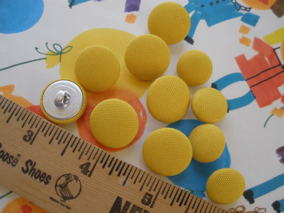 Sunshine Yellow Fabric Cover Buttons 11 Cloth Covered Shank Buttons 2 Sizes 30L 3 4 19MM 24L 5 8 16mm 4 Crafts and Clothes Etsy UK