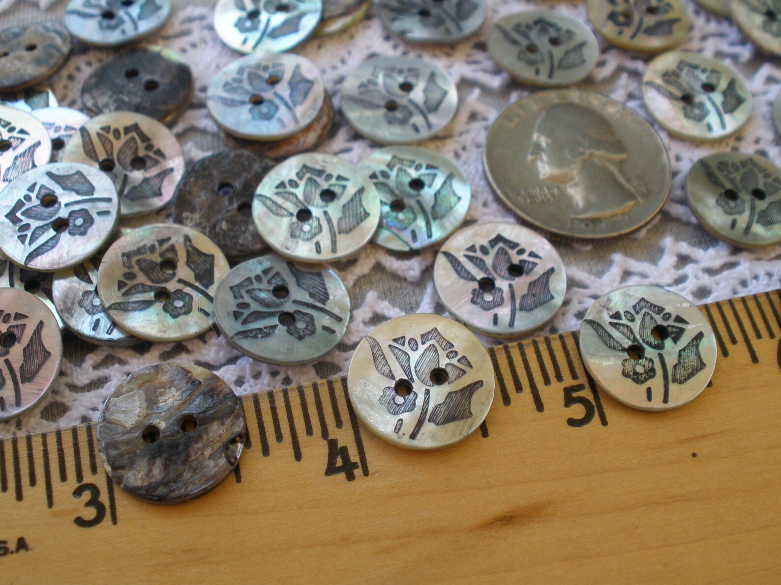 15MM Laser Etched Rose Flower Design MOP Shell Buttons - Etsy