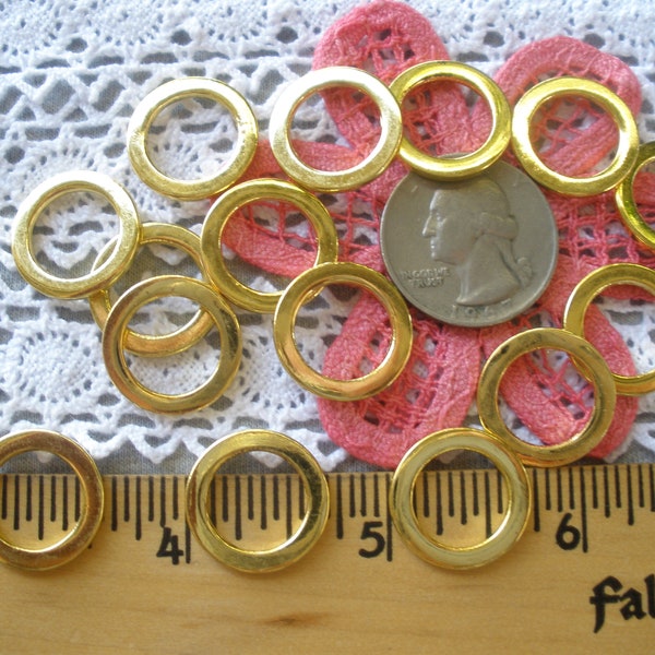 18MM OD / 13MM ID small metal flat cast O rings Gold tone Round 1/2" small connector ring purse jewelry notions altered art supply 13 pcs