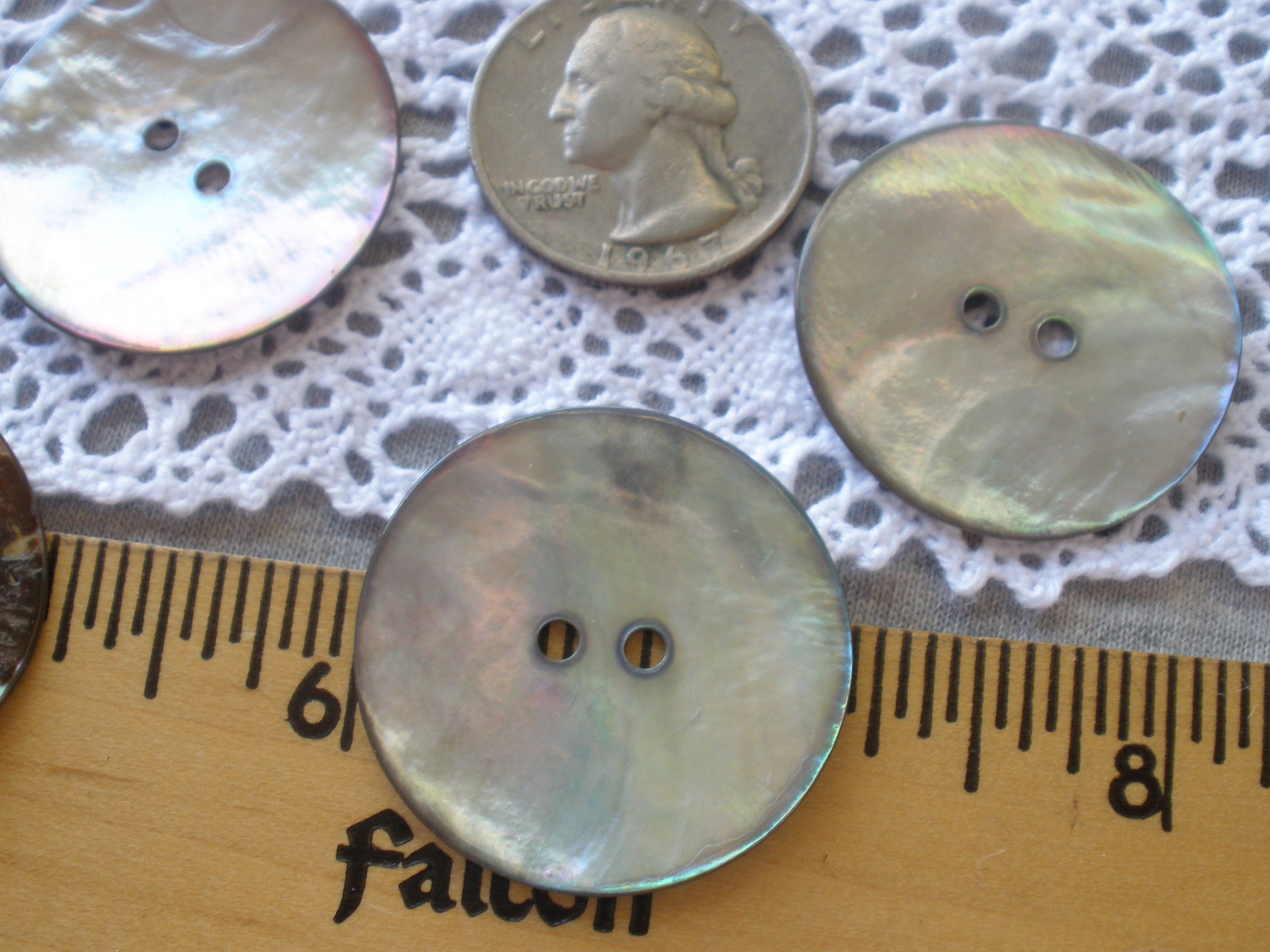 Smock Shell Button Extra Large 3CM Pearl Smoke Real Shell Buttons MOP Natural 1 3/16 ...