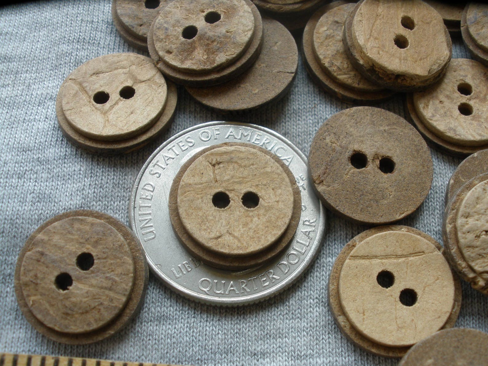 Natural Stacked Coconut Buttons 5/8
