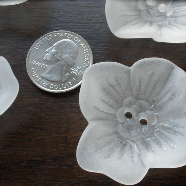 45MM Frosted Acrylic 3D flower Buttons Art Deco 1.75" 70L bridal costume craft home decor cool vintage buttons