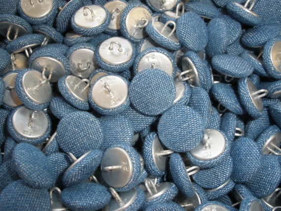 Denim Fabric Cover Buttons 12 Each 5/8 