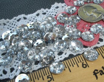 Clear Mirror Back Round Buttons 10MM 17L 2 hole plastic silver faceted scrapbook sew on craft crystal wedding paper tag supply 36 pieces