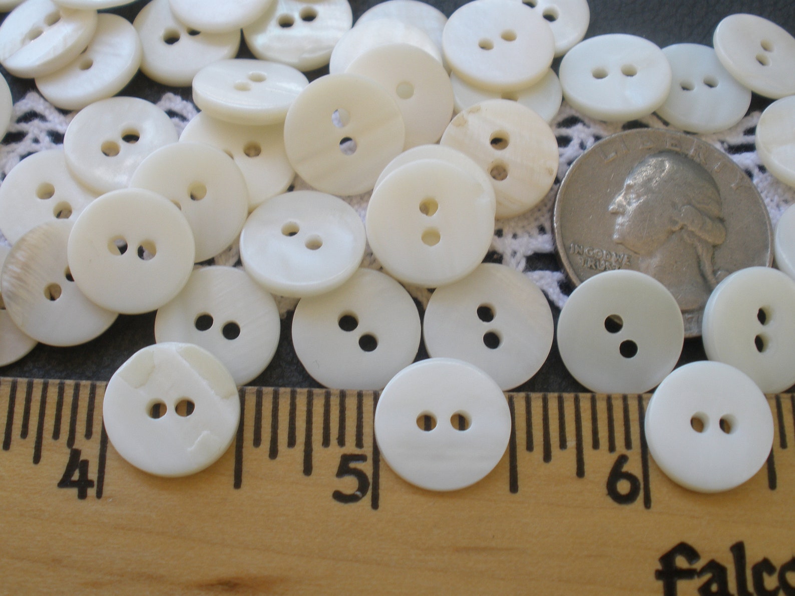 Thick Freshwater Shell MOP Buttons Pearl White 20L 1/2" 13MM 2-hole Sew ...
