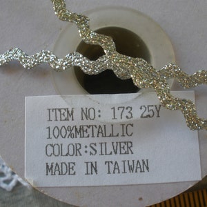 25 Yards Silver Metallic Baby Ric Rack 5MM 3/16&quot; Sewing Crafts Scrapbooking Rick Rac Wedding Bridal Bag paper tag supply Made Taiwan