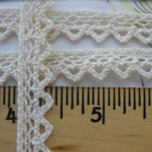 Doll Trims 7MM Natural color ecru Cotton Crochet Chevron Edge Lace Trim 1/4" wide cluny lace ric rack edge retro yardage antique white lace image 8