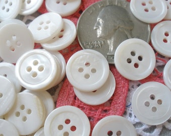 13MM Classic Milk White Real Shell Shirt Buttons 1/2" 20L 4-hole sew-on rim Made Korea freshwater shell flat back