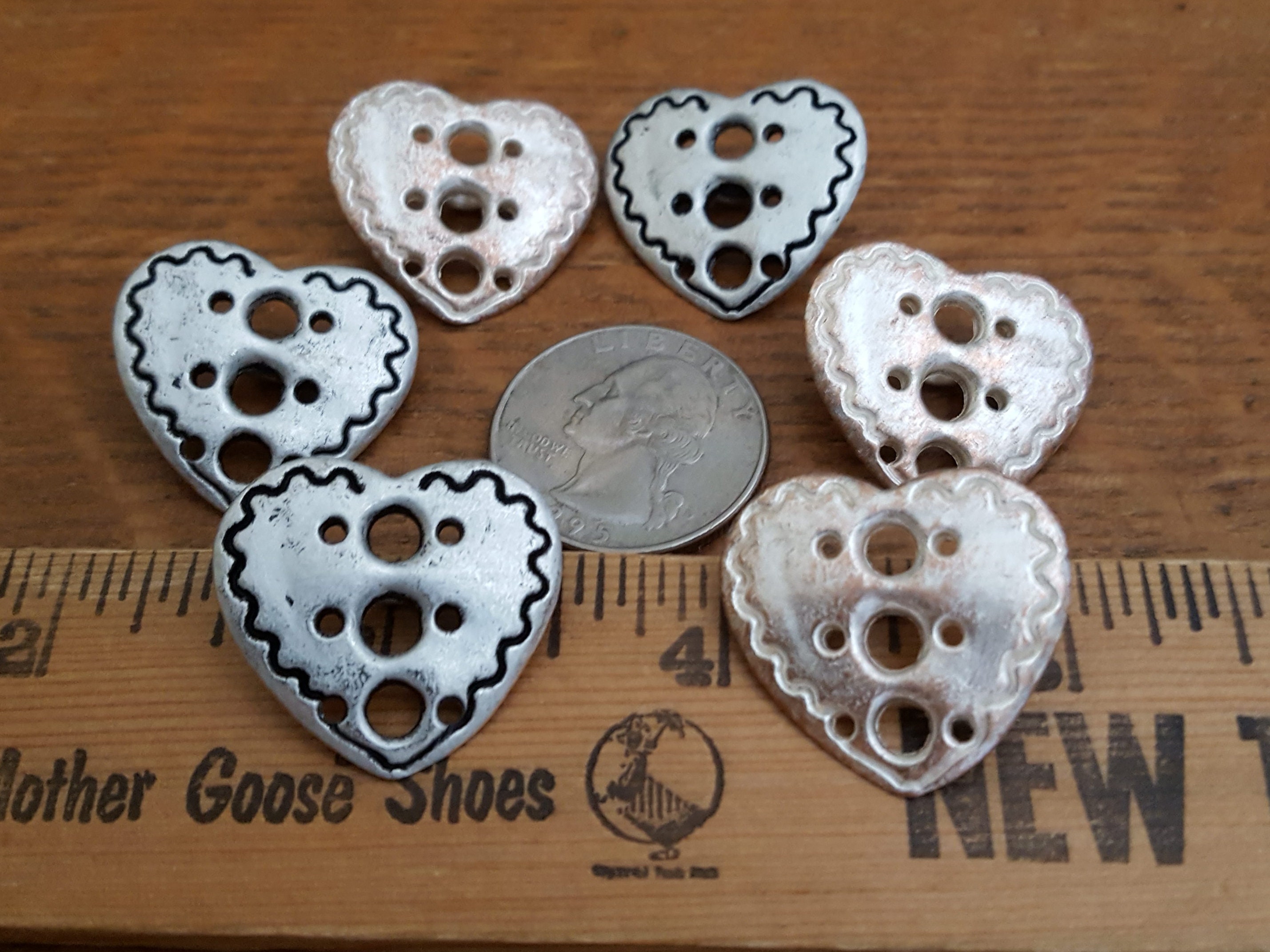 Tiny Pewter Heart Buttons, Antique Silver Finish 3/8 #SK1750 – The  Button Bird