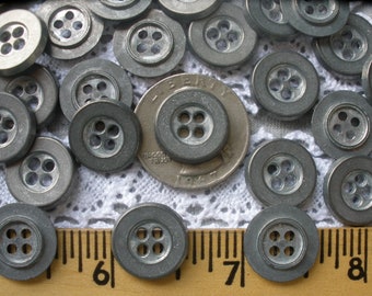 Industrial Matte Dull Silver color Shirt Buttons 24L 15mm 5/8" 4 hole recessed rim sew on jewelry sewing crafts 18 pieces retro pewter