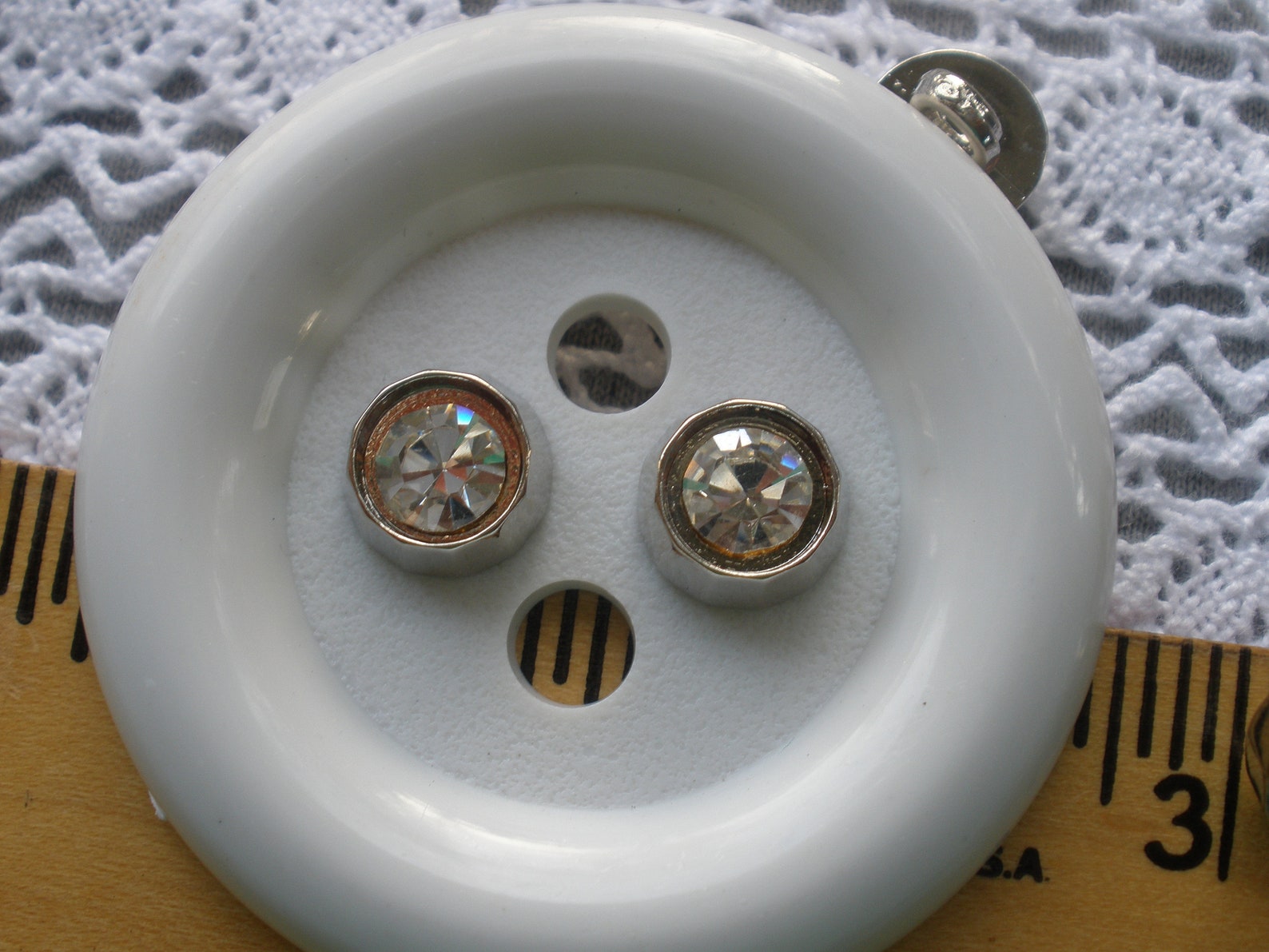 10MM Rhinestone Buttons Faceted Clear & Silver Color Metallic Plastic ...