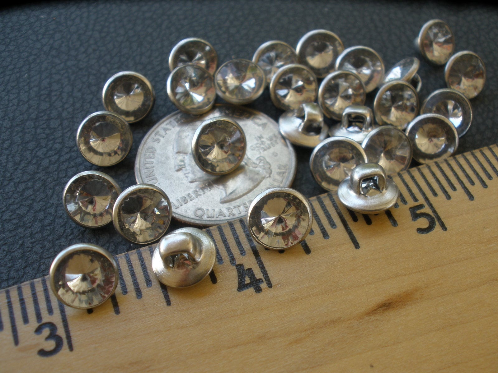 8MM Acrylic Rhinestone Buttons Faceted Clear Silver Color Metal Shank ...