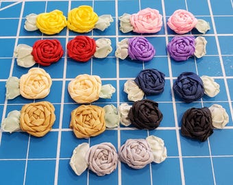 12pcs Ribbon Embroidery Spider rose appliques hand embroidered ribbonwork flowers roses Choose from 9 colors embellish crazy quilt