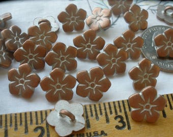 Little 1/2" Flower Buttons Hammered Copper Color metal shank 13MM 20L choose quantity jewelry sewing crafts embellish knit crochet