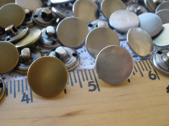 15MM Antique Silver or Bronze Shirt Buttons Flat Front Shank