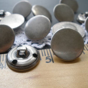 19MM Antique Silver Blazer Shirt Buttons Flat front Shank Hollow Metal 30L 3/4&quot; steampunk military retro clothes uniform antique finish