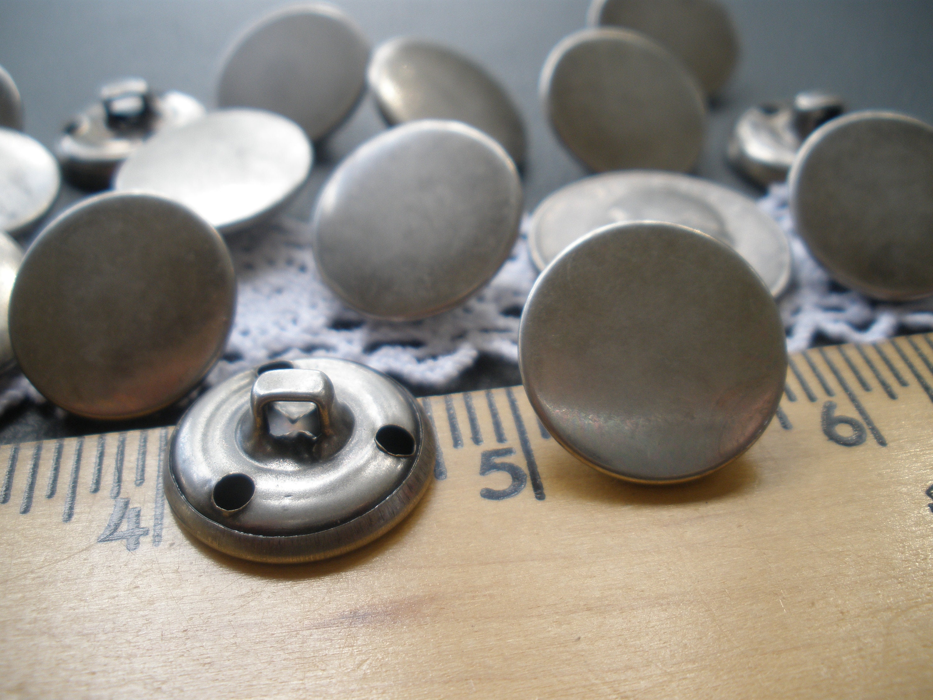 Grey Silver Buttons Etsy